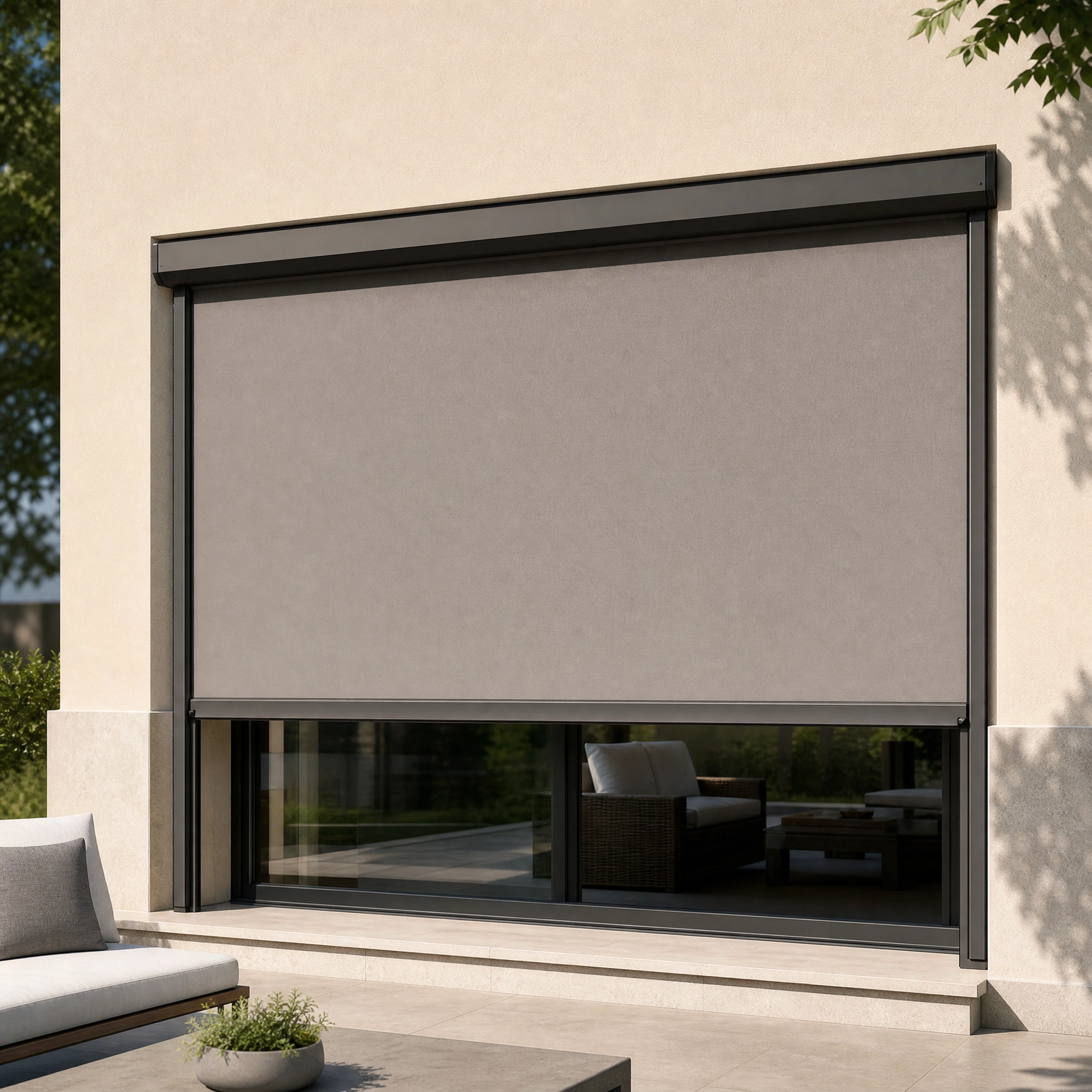 Zip Screen Outdoor Blinds in an outdoor setting